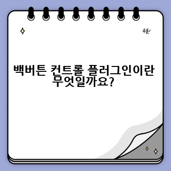백버튼 컨트롤 플러그인이란 무엇일까요?