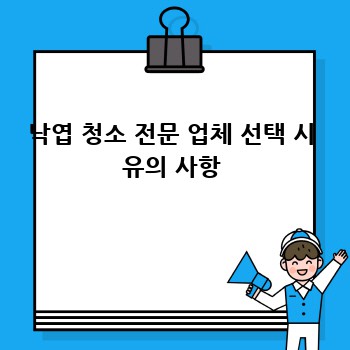 낙엽 청소 전문 업체 선택 시 유의 사항