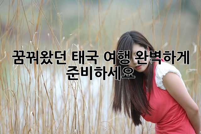 꿈꿔왔던 태국 여행, 완벽하게 준비하세요!